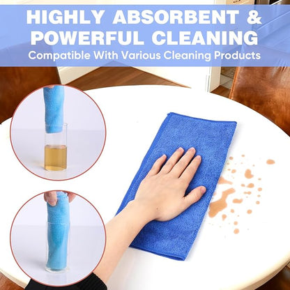 TEAWOO 10 Colors Microfiber Cleaning Cloths, 400 Pack Assorted Cleaning Rags, Highly Absorbent Microfiber Towels for Car, Kitchen, Bathroom and Household Cleaning, 11.8"X11.8"