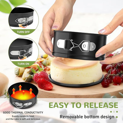 ZeroPone 4 Inch Mini Springform Pan, Non-stick Cheesecake Pan, Spring Form Pans for Baking, Springform Pans with Removable Bottom, Round Cake Pans, Small Cake Mold for Mini Cheesecake Pizza