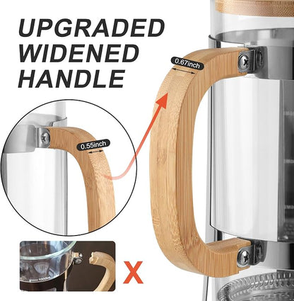 Sivaphe 34 oz French Press Coffee/Tea Maker with Bamboo Lid and Hand Stainless Steel High Borosilicate Glass 1000ml Coffee Brewer Set