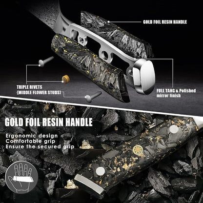 KEENZO Kiritsuke Knife 8 inch, Professional Chef Knife, Razor Sharp Japanese Hand Forged 67 Layers Damascus Steel Cooking Knife for Cooking,Kitchen,Gold Foil Resin Handle with Gift Box