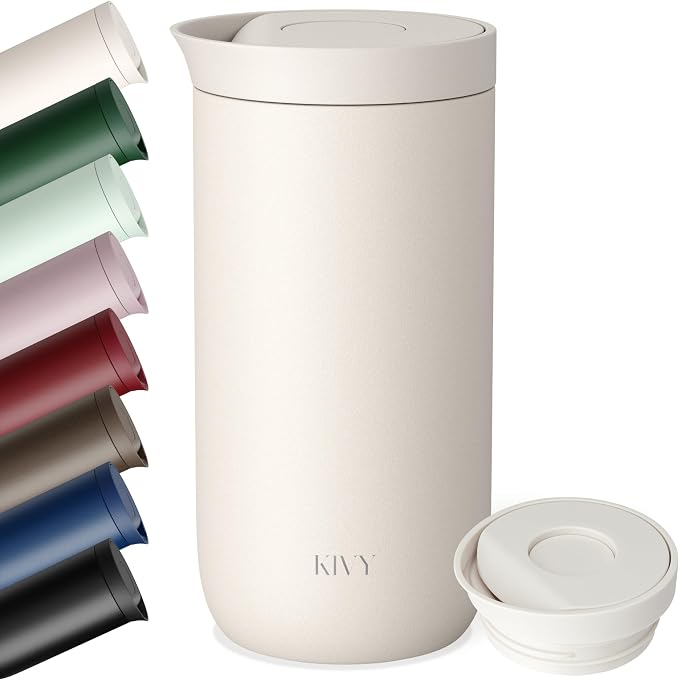KIVY Travel Coffee Mug Tumbler [24h Cold | 6h Hot] Insulated Coffee Tumbler Stainless Steel - Leak Proof Coffee Travel Mug - 16oz Insulated cup to go for hot & cold drinks - Cups for Women & Men