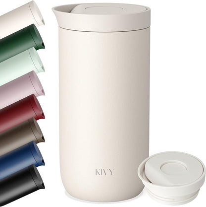 KIVY Travel Coffee Mug Tumbler [24h Cold | 6h Hot] Insulated Coffee Tumbler Stainless Steel - Leak Proof Coffee Travel Mug - 16oz Insulated cup to go for hot & cold drinks - Cups for Women & Men