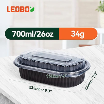 45 Pack 26oz Meal Prep Containers - Shrink Wrapped No Pre-Wash | Leak Proof BPA-Free | Microwave & Freezer Safe | Stackable, Reusable To Go Containers for Bulk Storage, Leftover & Takeout
