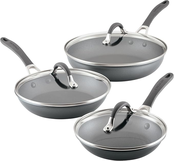 Circulon A1 Series with ScratchDefense Nonstick Induction Frying Pan Set, 6-Piece Cooking Pans Set, Induction Cookware, Graphite