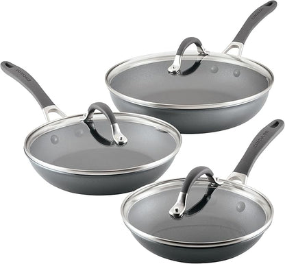 Circulon A1 Series with ScratchDefense Nonstick Induction Frying Pan Set, 6-Piece Cooking Pans Set, Induction Cookware, Graphite