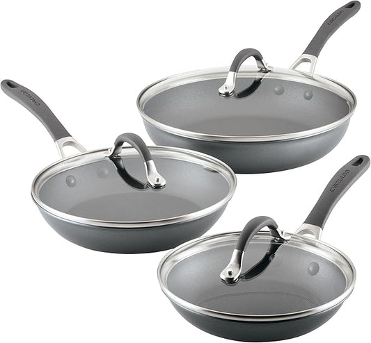 Circulon A1 Series with ScratchDefense Nonstick Induction Frying Pan Set, 6-Piece Cooking Pans Set, Induction Cookware, Graphite