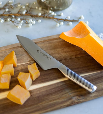 Global 40th Anniversary 7 inch Asian Chef's Knife, Unique convex edge, Ergonomic Handle, Slip Resistant Grip, Stainless Steel, Made In Japan, G-4/AB