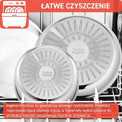 Tefal Ingenio L897SK04 20-Piece Cookware Set, Frying Pans with 2 Removable Handles, Induction, Non-Stick Coating, Stackable, Dishwasher Safe, Emotion L897SK04, Silver