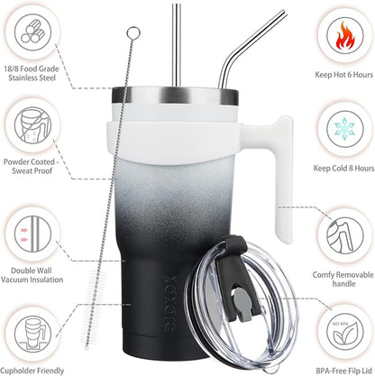 BJPKPK 20 oz Stainless Steel Insulated Tumbler Cups With Handle And Straw And Lid,Day & Night