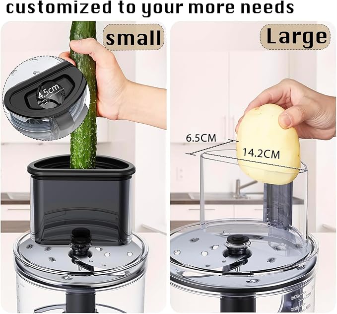 14 Cup Large Food Processor, XL Bowl, Large Chute for Blending, Mixing, Shredding, and Slicing, Meat and Vegetable Chopping, Doughing, All in One for kitchen,4 Speeds, 600W