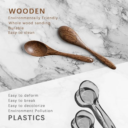 2 PCS Small Wooden Spoons, 5.8 Inch Honey Spoons for Tea, Padauk Wooden Honey Teaspoon for Coffee, Little Tiny Wood Spoons, Bamboo Table Spoon for stirring, Wooden Spoons for Utensils Set