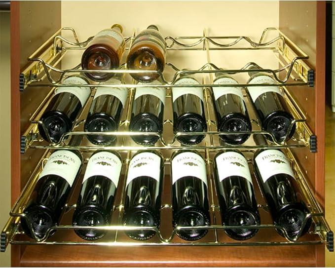 Rev-A-Shelf Chrome 30" Deluxe Wire Pullout Wine Bottle Rack for 14" Deep Pantry