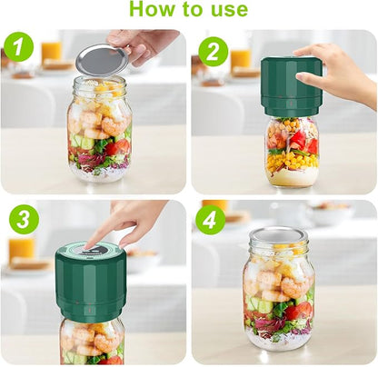 UNERVER Mason Jar Vacuum Sealer Kit, Electric Airtight Food Saver for Wide & Regular Mouth Jars, Easy to Use Vacuum Sealer for Meal Prep, Pantry Storage & Keeping Food Fresh Longer