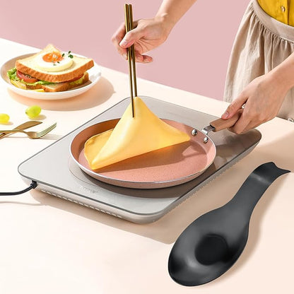 VanlonPro Stainless Steel Spoon Rest, Spatula Ladle Holder, Stainless Steel Utensil Spoon Rest Holder, Brushed Finish, Dishwasher Safe 9.8 x 3.7 Inch (1PC, Fishtail - Black)