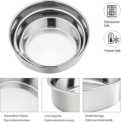 P&P CHEF Cake Pan Set of 3, 8" + 9.5" + 11" Round Baking Layer Tier Cake Pans Tins, Stainless Steel Bakeware for Birthday Weeding, Heavy Duty & Non Toxic, Mirror Finish & Dishwasher Safe