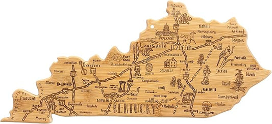 Totally Bamboo Destination Kentucky Shaped Cutting Board – Bamboo Charcuterie and Serving Board with Hang Tie for Wall Display