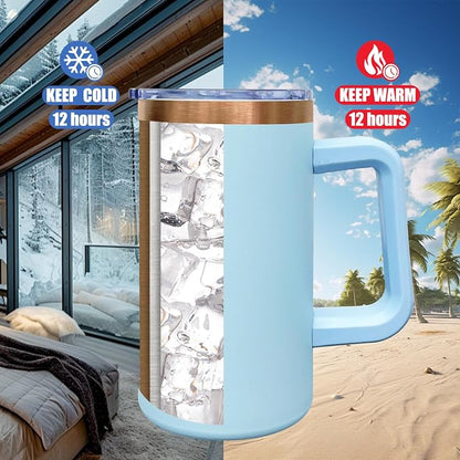 20 oz Insulated Coffee Mug with Lid, Stainless Steel Coffee Tumbler Bulk, Double Wall Vacuum Travel Mug with Handle, Leakproof Powder Coated Coffee Cups for Hot and Cold Drinks (Sky Blue,4 pack)