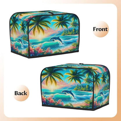 Palm Tree Toaster Cover 2 Slice Wide Slot Washable Toaster Covers | Summer Animal Dust and Fingerprint Protection Bread Maker Covers for Kitchen Accessories Decor Bakeware Women Gift