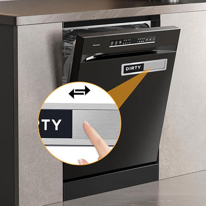 Dishwasher Magnet Clean Dirty Sign - Reversible Strong Magnet & Non-Scratch Clean Dirty Magnet for Dishwasher, Easy to Read Dishwasher Sign with Optional Adhesive, Kitchen Decor Home Essentials