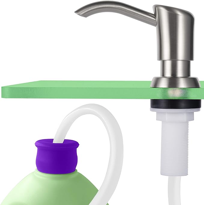 GAGALIFE Built in Counter Soap Dispenser (Brushed Nickel) for Kitchen Sink and Soap Dispenser Extension Tube, Anti-Leakage Upgrade with 40" Soap Tube No More Top Refill