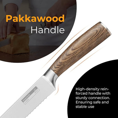ZHANG XIAO QUAN Serrated Bread Knife 10", German Stainless Steel Bread Knife, Sourdough Cutter for Slicing Homemade Bagels & Cake
