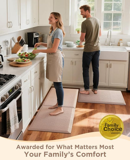Ophanie Kitchen Mats for Floor, 1/2 inch Thick, 20x32 Anti Fatigue Christmas Cushioned Mat, Kitchen Rug, Waterproof, Comfort Ergonomic Standing Mat for Office, Home, Sink, Beige Non-Slip Ridged Bottom