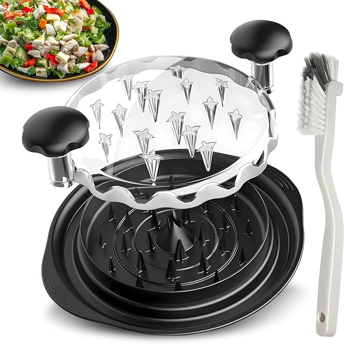 Chicken Shredder Tool Twist Large - 10" Meat Shredder for Chicken Breast, Pork, Beef & Pulled Pork, Visible Meat Grinder Machine with Brush & Fork, Anti-Slip Base, Ergonomic Handle, BPA Free