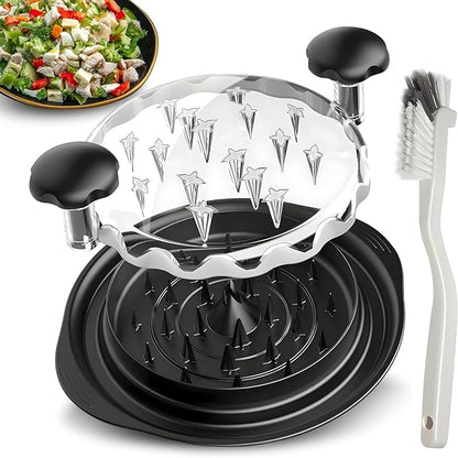 Chicken Shredder Tool Twist Large - 10" Meat Shredder for Chicken Breast, Pork, Beef & Pulled Pork, Visible Meat Grinder Machine with Brush & Fork, Anti-Slip Base, Ergonomic Handle, BPA Free