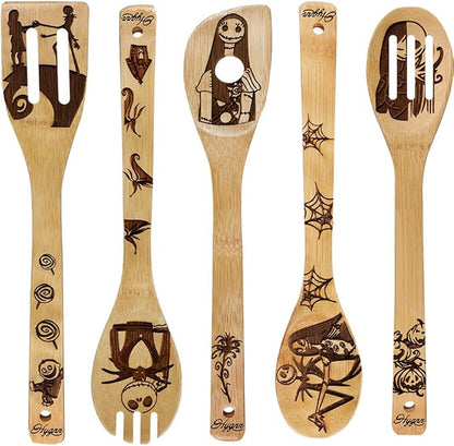 Nightmare Wooden Spoons Great Utensil Set Fun Idea Serving Utensils Burned Bamboo Spoons Kitchen House Warming Present Slotted Spoon 5 Piece