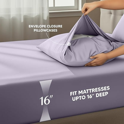 Utopia Bedding Twin XL Sheet Set – Dorm Room Essentials for Students, 3 Piece Soft & Breathable Microfiber College Bedding, 1 Fitted Sheet, 1 Flat Sheet & 1 Pillowcase – Oeko Tex (Lavender)
