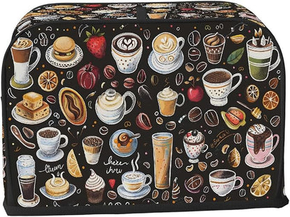 Coffee Toaster Cover 2 Slice Wide Slot Washable Toaster Covers | Fruit Lemon Dust and Fingerprint Protection Bread Maker Covers for Kitchen Accessories Decor Bakeware Women Gift