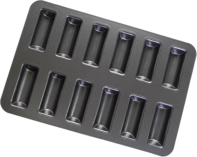12 Cup Financier Cake Baking Pan Mini Banana Bread Loaf Cream Canoe Granola Bar Cornbread Nonstick Small Muffin Cupcake Madeleine Cookie Tin Tray Mold