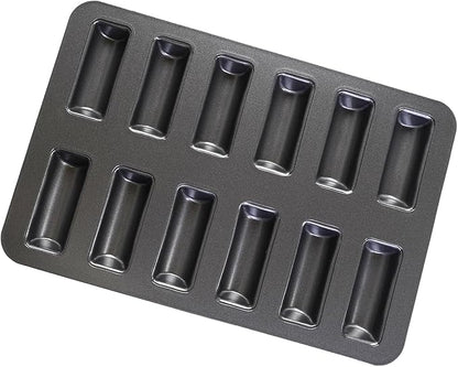 12 Cup Financier Cake Baking Pan Mini Banana Bread Loaf Cream Canoe Granola Bar Cornbread Nonstick Small Muffin Cupcake Madeleine Cookie Tin Tray Mold
