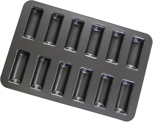 12 Cup Financier Cake Baking Pan Mini Banana Bread Loaf Cream Canoe Granola Bar Cornbread Nonstick Small Muffin Cupcake Madeleine Cookie Tin Tray Mold