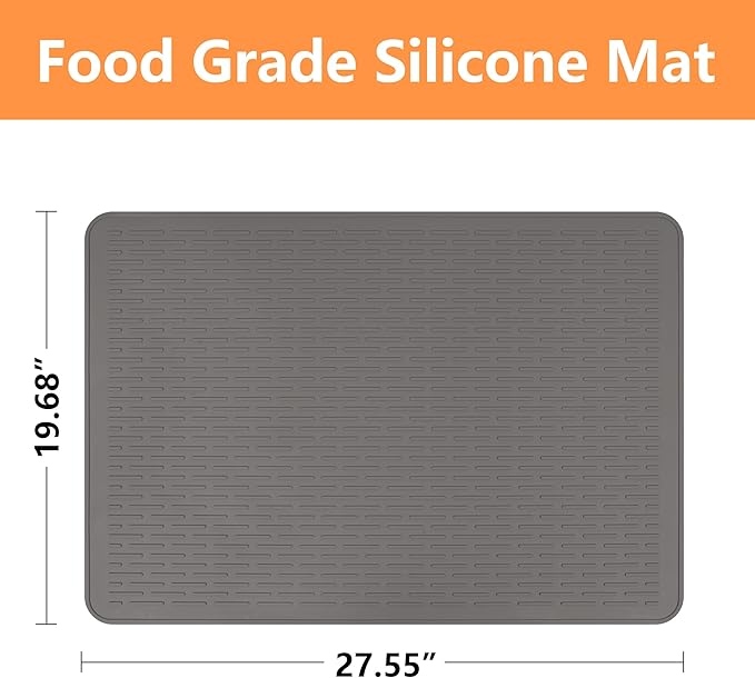 Stove Top Cover for Electric Stove- Range Covers for Electric Stove,Silicone XXL Dish Drying Mat, Glass Cooktop Covers, Flat RV Range top Mats (Gray, 28"x20")