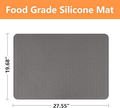 Stove Top Cover for Electric Stove- Range Covers for Electric Stove,Silicone XXL Dish Drying Mat, Glass Cooktop Covers, Flat RV Range top Mats (Gray, 28"x20")