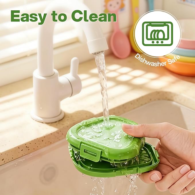 CLEANGOR Avocado Saver with Snap-On Lid, Silicone Food Saver, Reusable Individual Avocado Storage Container, Keep Avocadoes Fresh Longer, Reusable Kitchen Gadget, Dishwasher Safe (1, Green)