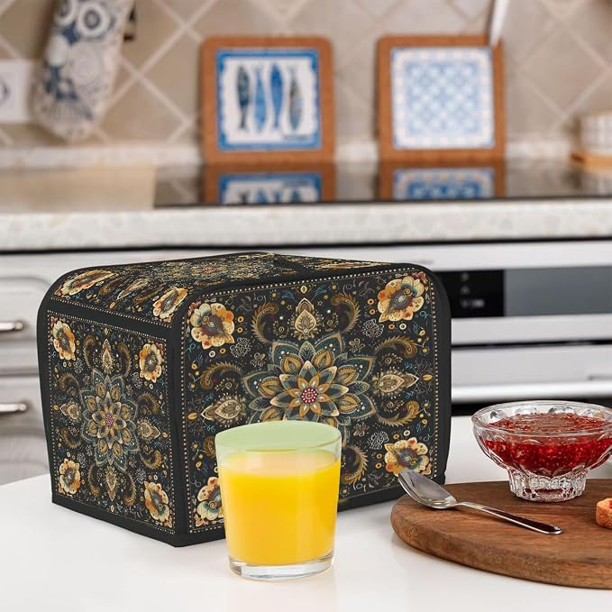 Toaster Cover 4 Slice Wide Slot Carpet RetroBread Toaster Oven Dustproof Cover Small Appliance Kitchen Covers Dust and Fingerprint Protection for Women Gift 4 Slice