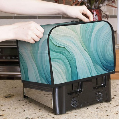 Teal Green Abstract 2 Slice Toaster Cover Wide Slot Dustproof Bread Maker Cover Fingerprint Protection Kitchen Appliance Cover Toaster Bag