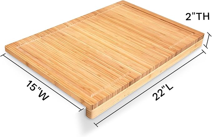 Premium Bamboo Cutting Board with Juice Groove - Extra Large 22x15 Inch Chopping Block for Kitchen - Natural Wood Cutting Surface for Meat, Vegetables and Food Preparation