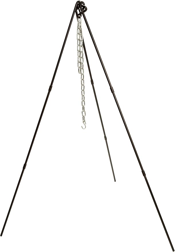 Lodge Campfire Cooking Tripod - Adjustable chain - 40 to 60 Inch Steel Cooking Tripod for Campfire - Adjustable