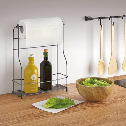 Metaltex Spice Holder, Bottles and Kitchen Paper Roll, Black, 33 x 12 x 42 cm