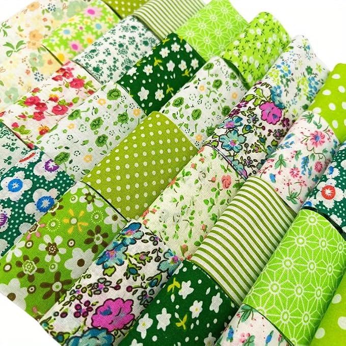 80 Pcs Jelly Roll Fabric Strips for Quilting Sewing,2.6 Inch Precut Cotton Floral Fabric Strips Bundles, Perfect DIY Sewing Supplies Green