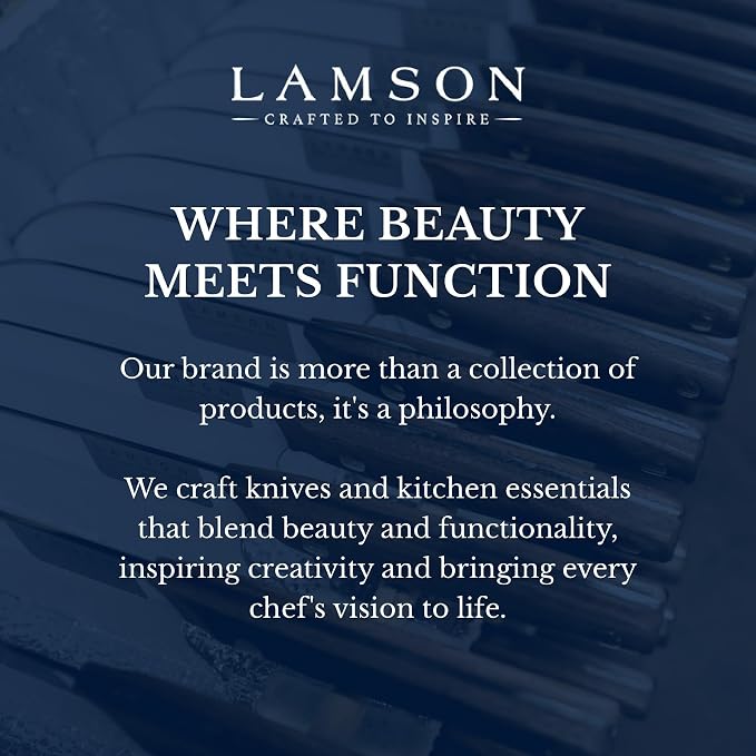 Lamson Vintage 8" Chef's Knife, Hi-Carbon Stainless Steel Blade, Double Riveted for Balance, Ideal for Dicing, Slicing & Chopping, Kitchen Knives - Walnut Handle