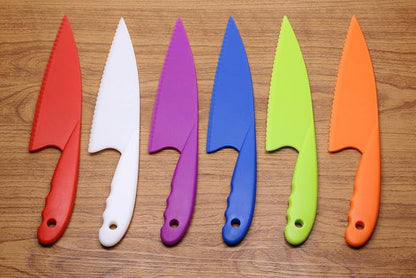 PENTA ANGEL 6 Colors Plastic Kitchen Knife Set Nylon Knife Children Safety Cooking Chef Knives for Fruit Lettuce Vegetable Salad Bread (6 Colors)