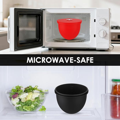 3-Pack Silicone Bowl Liners with Lids for KitchenAid 4.5-Qt Tilt-Head Bowls Only, 2mm Extra-Thick Premium Silicone, Built-In Air Vents for Dough Proofing, Dishwasher Safe, BPA-Free