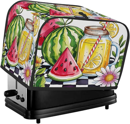 Summer Lemon Watermelon Toaster Cover 2 Slice Wide Slot Washable Kitchen Appliance Covers Fingerprint Bread Machine Dust Cover Small Toaster Oven Accessories Covers Bread Maker Bag Women Gift