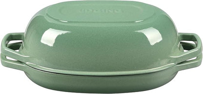 EDGING CASTING Enameled Cast Iron Oval Dutch Oven Pot with Lid, Dutch Oven for Sourdough Bread Baking, Bread Oven, Bread Dutch Oven, Oval Bread Pan, 5qt, Sage Green