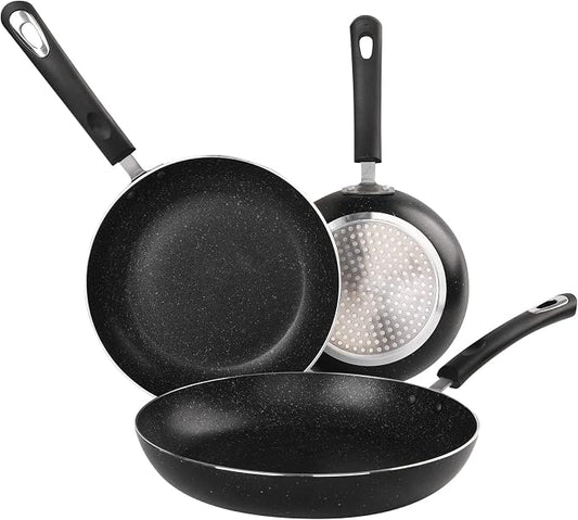 Nonstick Frying Pan Set-3-Pieces Skillet Set Induction Compatible,8 Inch,9.5 Inch and 11 Inch Omelette Pan with Bakelite Handles