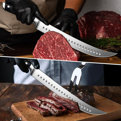 12" Slicing Knife - Brisket Slicing Meat Carving Knife Professional German 1.4116 Stainless Steel Razor Sharp Blade, Ergonomic Wood Handle & Full Tang Design, Gift Box Included